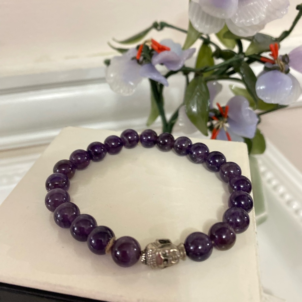 Natural Purple Amethyst Beads Bracelet